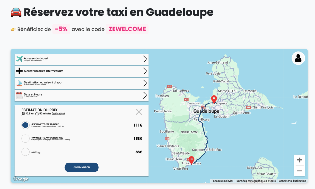 Réserver un taxi en Guadeloupe