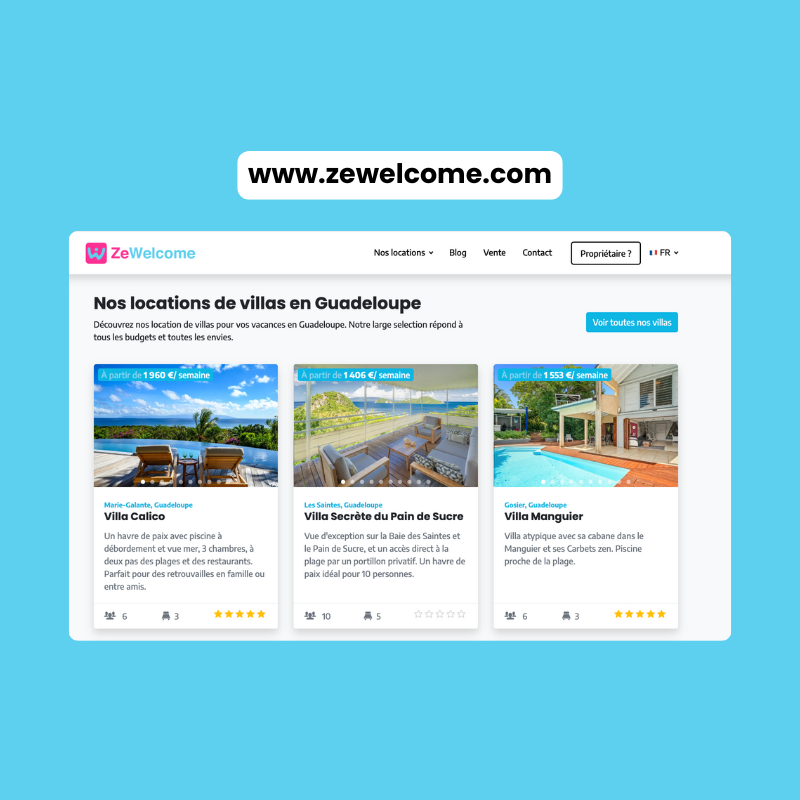 zewelcome n°1 reservation platform in Guadeloupe