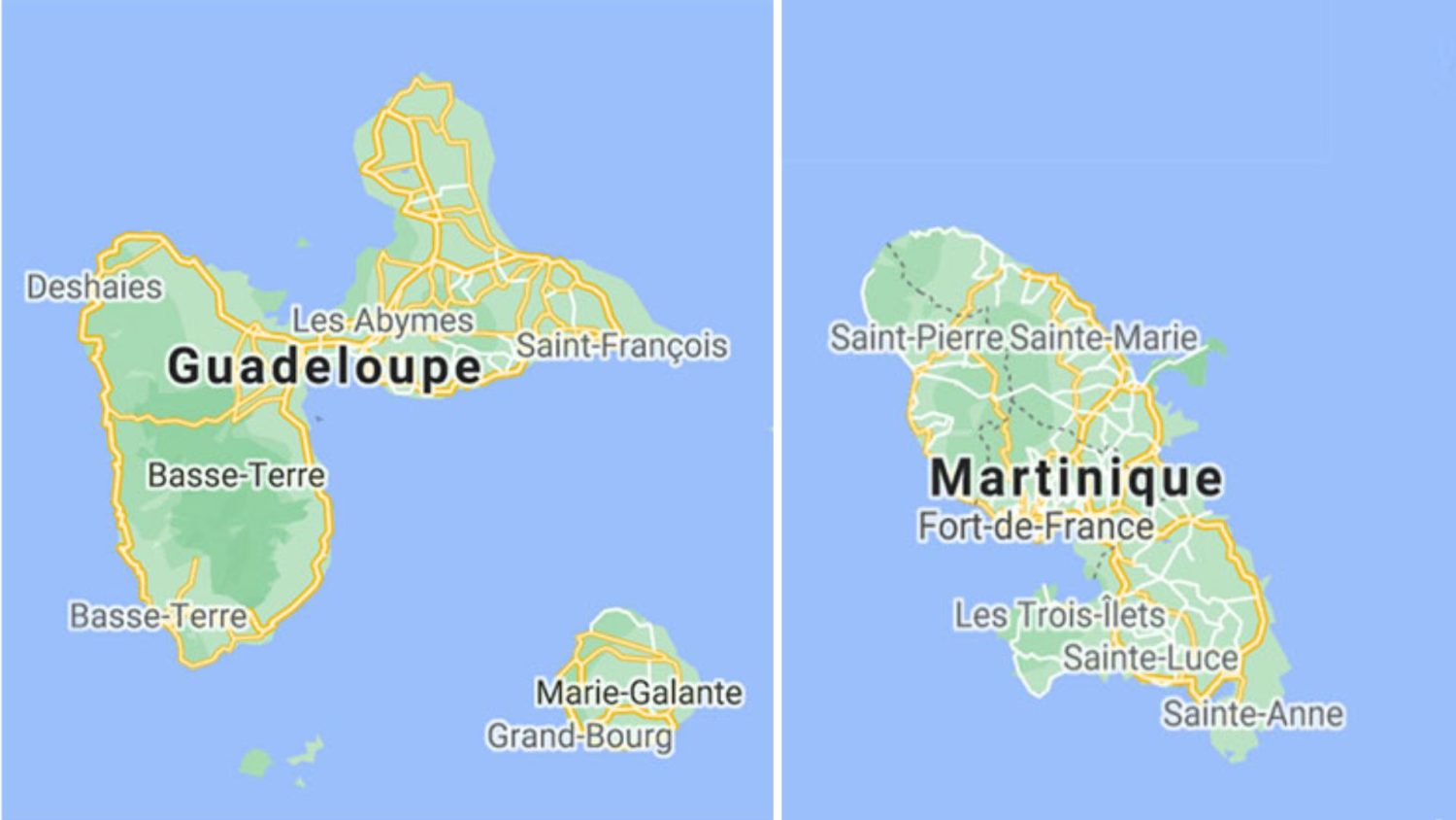 guadeloupe and martinique topography map